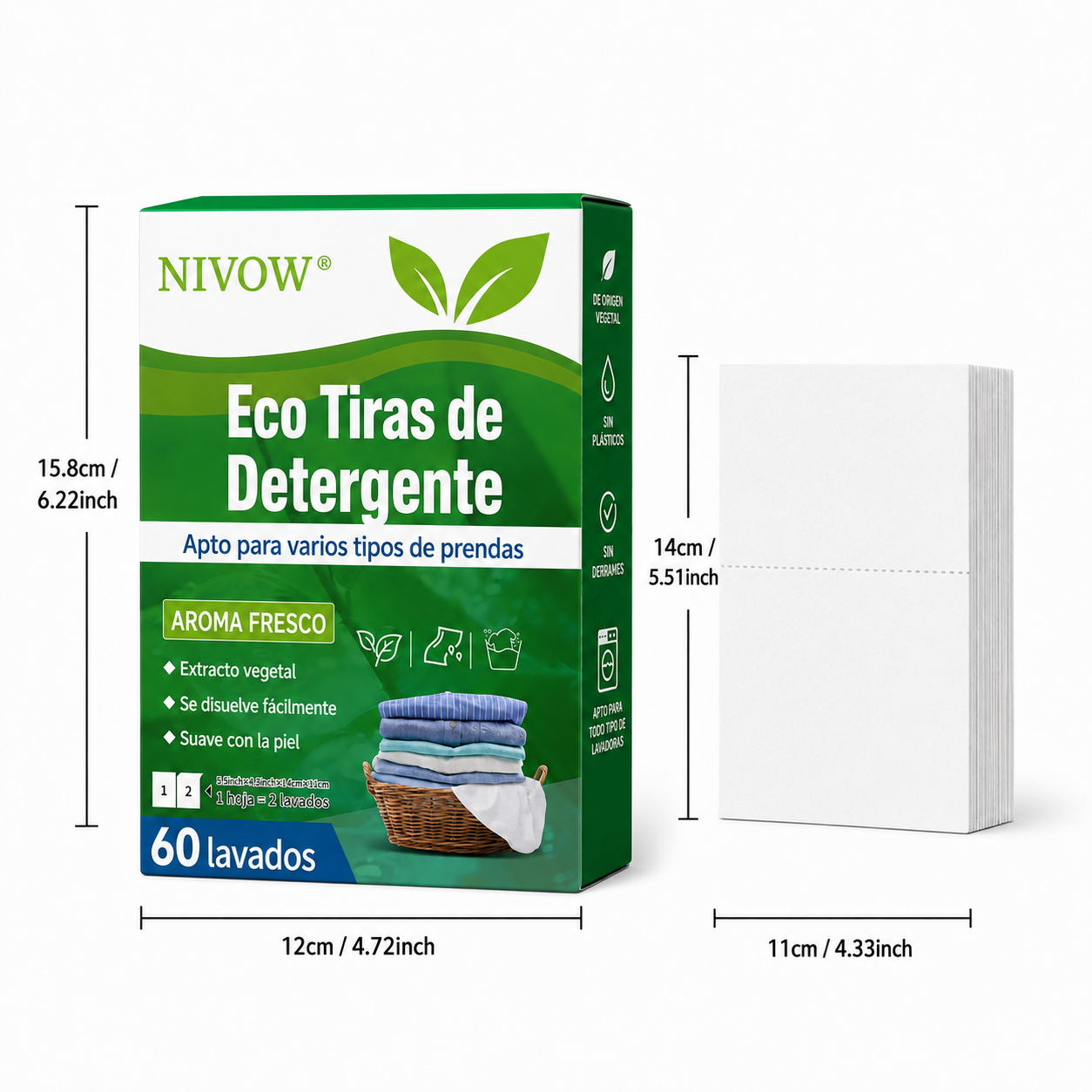 Eco-Tiras de Detergente 60 Lavados