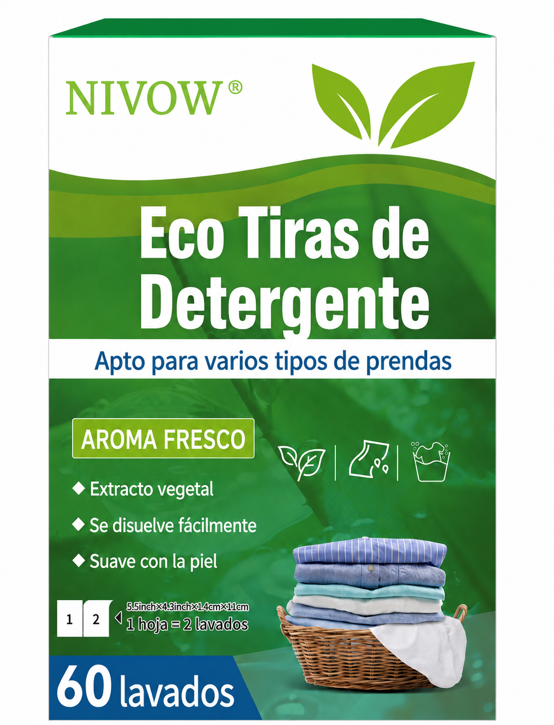 Eco-Tiras de Detergente 60 Lavados